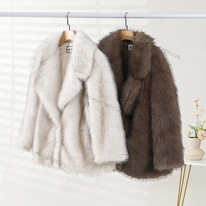 Neo Mint 2024 Winter Hot Fashion Girls Oversized Gradient Bontjas