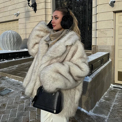 Neo Mint 2024 Winter Hot Fashion Girls Oversized Gradient Bontjas
