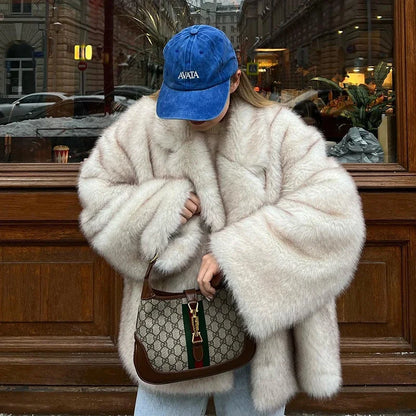Neo Mint 2024 Winter Hot Fashion Girls Oversized Gradient Bontjas